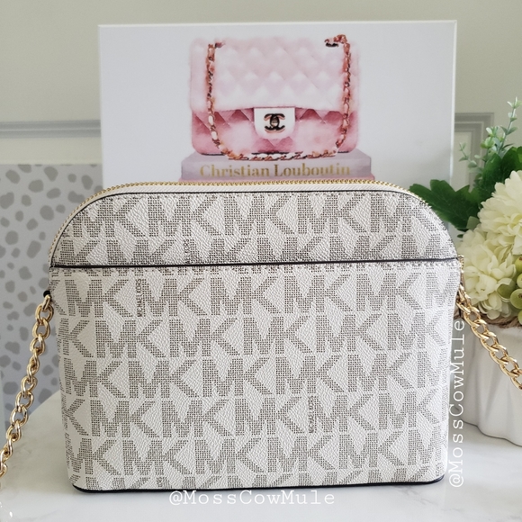 *SOLD* Authentic Michael Kors Cindy Stripe Dome Crossbody - Picture 3 of 15